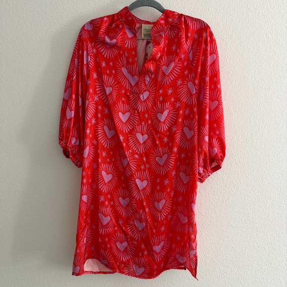 Bululu Dresses & Skirts - Bululu Resort Wear 3/4 Sleeve Novelty Heart Patterned Tunic Dress Cover Up NWT